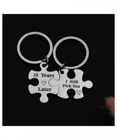 Anniversary Keychains Couple Keychain Set for Him and Her Wedding Valentine's Day Wedding Jewelry for Couple 18 Years Later I...