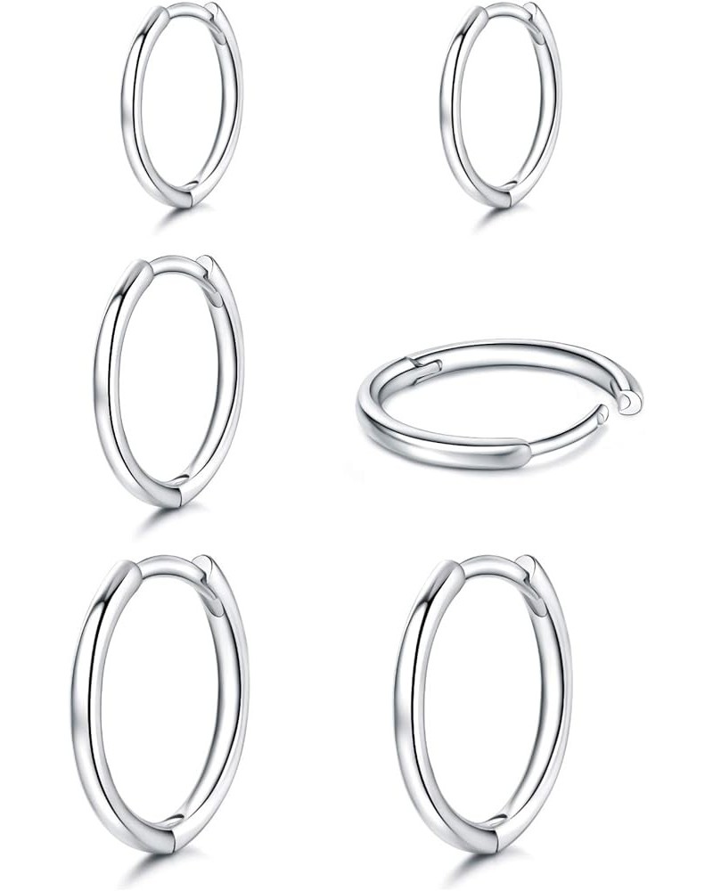 Silver Hoop Earrings for Women-3 pairs of Hypoallergenic earrings Sterling Silver Hoop Earrings Small Hoop Earrings Sets for ...