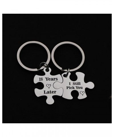 Anniversary Keychains Couple Keychain Set for Him and Her Wedding Valentine's Day Wedding Jewelry for Couple 18 Years Later I...