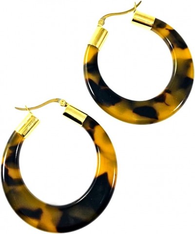 Tortoise Shell Hoop Earrings Acrylic Resin Earrings Auralee & Co. (Gold Tone) $16.78 Earrings