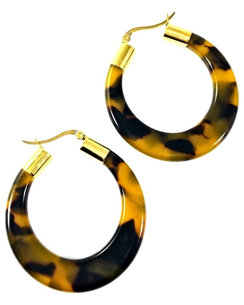 Tortoise Shell Hoop Earrings Acrylic Resin Earrings Auralee & Co. (Gold Tone) $16.78 Earrings