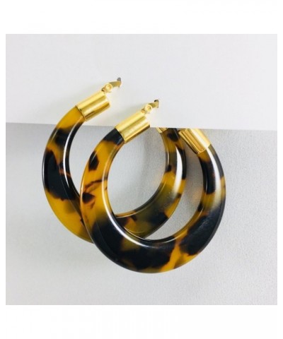 Tortoise Shell Hoop Earrings Acrylic Resin Earrings Auralee & Co. (Gold Tone) $16.78 Earrings