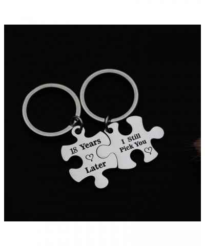 Anniversary Keychains Couple Keychain Set for Him and Her Wedding Valentine's Day Wedding Jewelry for Couple 18 Years Later I...