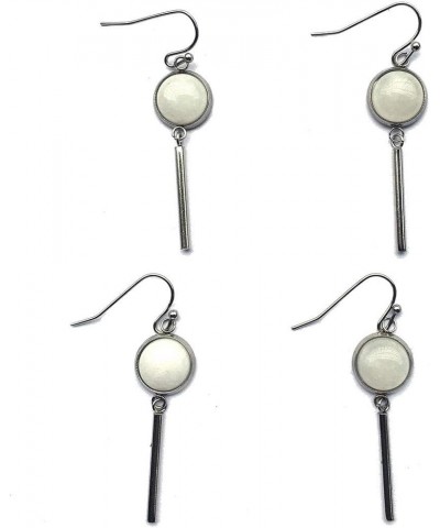 8mm 10mm 12mm Natural Crystal Stones Stainless Steel Dainty Tube Bar Dangle Earrings White Jade 10.0 Millimeters $9.59 Earrings