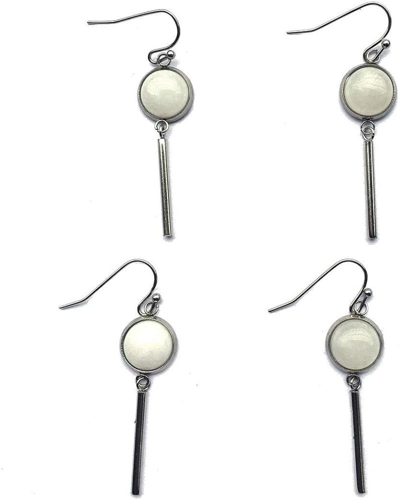 8mm 10mm 12mm Natural Crystal Stones Stainless Steel Dainty Tube Bar Dangle Earrings White Jade 10.0 Millimeters $9.59 Earrings