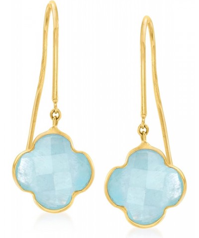 Italian 3.60 ct. t.w. Aquamarine Clover Drop Earrings in 14kt Yellow Gold $96.90 Earrings