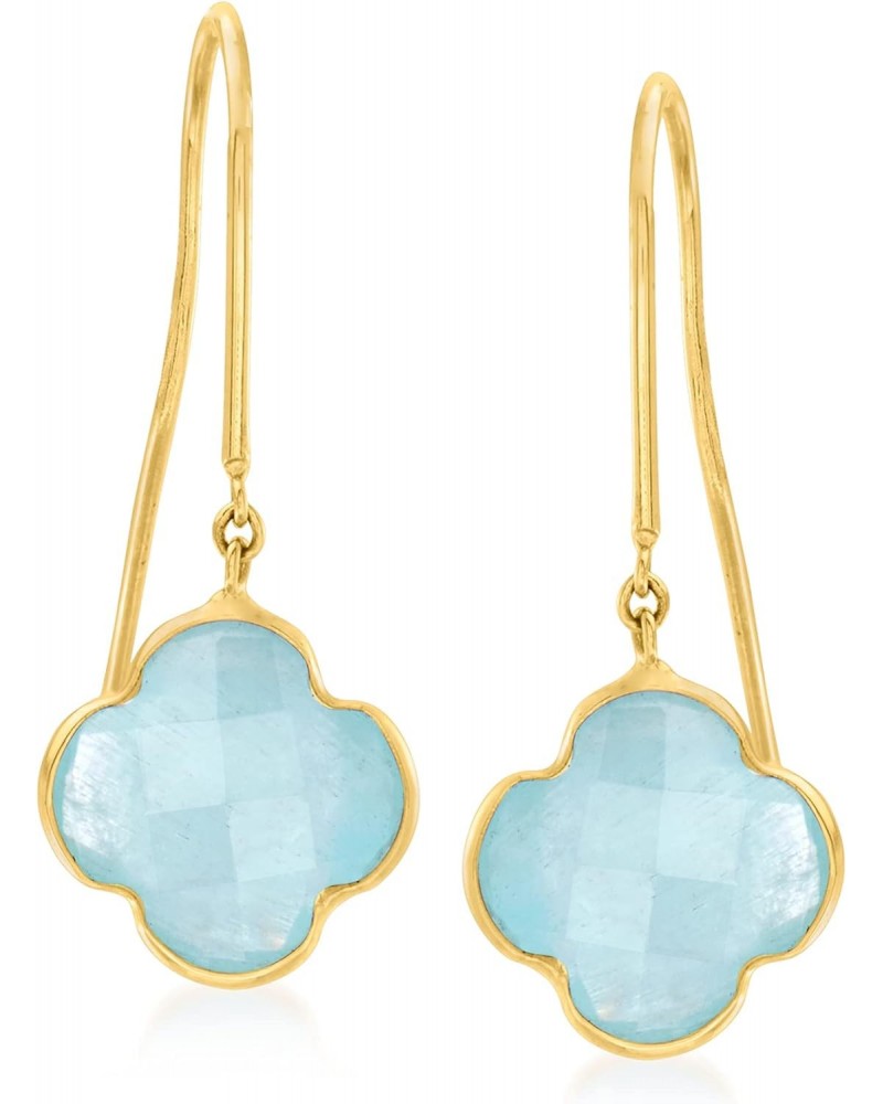 Italian 3.60 ct. t.w. Aquamarine Clover Drop Earrings in 14kt Yellow Gold $96.90 Earrings