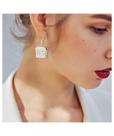 Creative Handmade Mini Simulation Food Toast Dangle Earrings for Women Cute Bread Drop Earrings Funny Jewelry Gift Mini Simul...