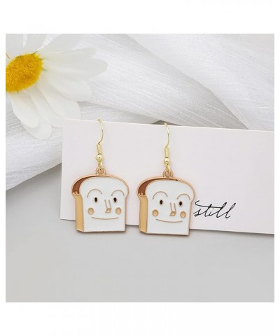 Creative Handmade Mini Simulation Food Toast Dangle Earrings for Women Cute Bread Drop Earrings Funny Jewelry Gift Mini Simul...