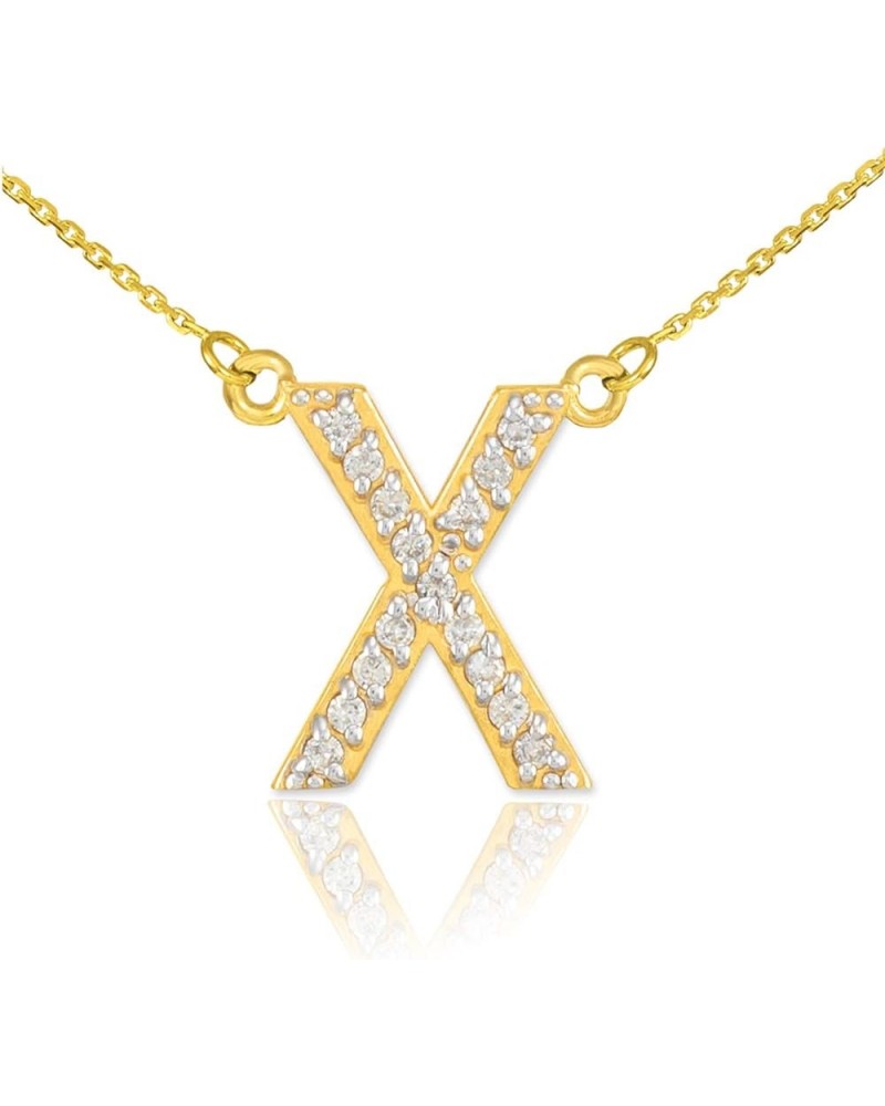 14K Yellow Gold Diamond Accented Personalized Initial Letter Pendant Necklace, 1/20-1/5 Cttw (J-K color, I1-I2 Clarity), Your...