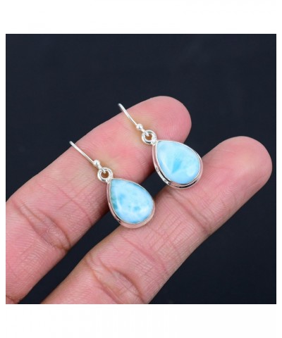 Solid 925 Sterling Silver Natural Larimar Gemstone Drop Dangle Earrings For Women & Girls $16.51 Earrings