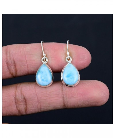 Solid 925 Sterling Silver Natural Larimar Gemstone Drop Dangle Earrings For Women & Girls $16.51 Earrings