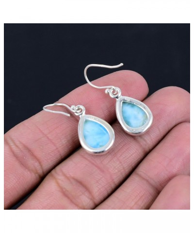 Solid 925 Sterling Silver Natural Larimar Gemstone Drop Dangle Earrings For Women & Girls $16.51 Earrings