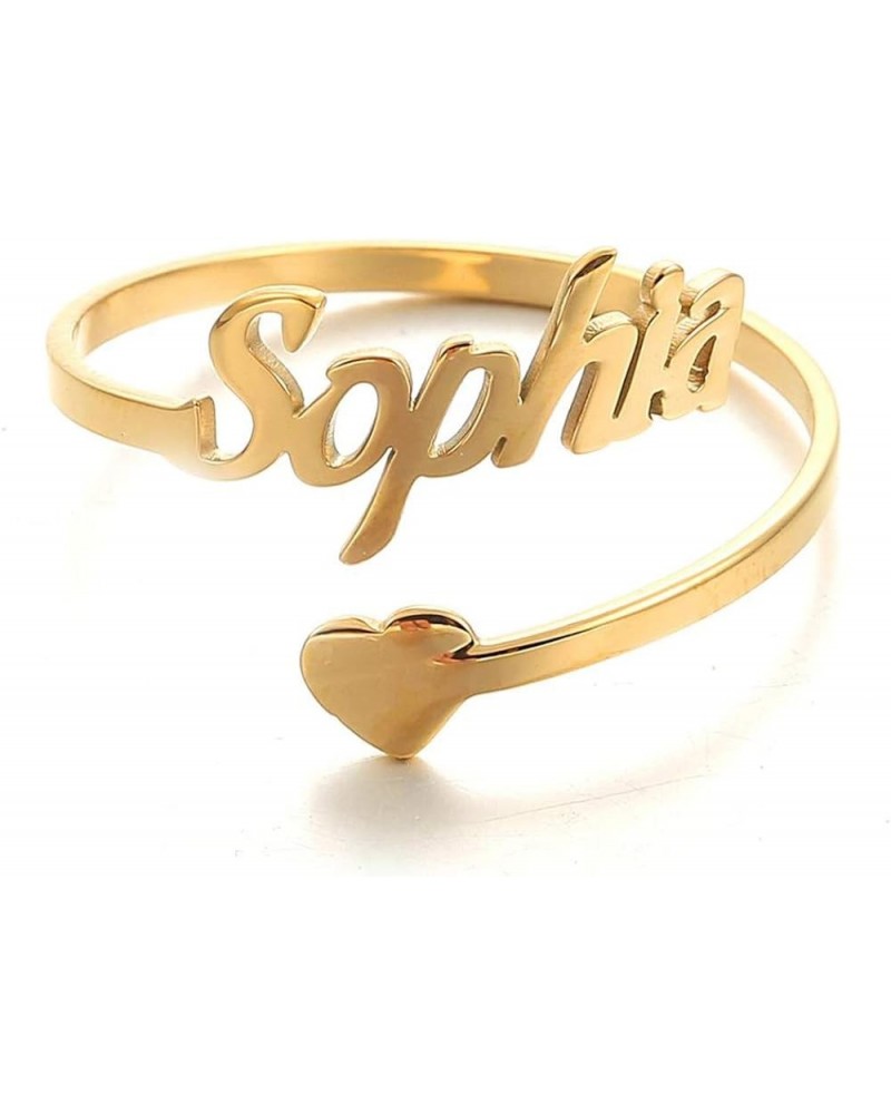 Custom name ring Personalized Engraved Heart Rings Adjustable collares For Girlfriend,Wife,Mom Gifts Statement Jewelry Gold $...