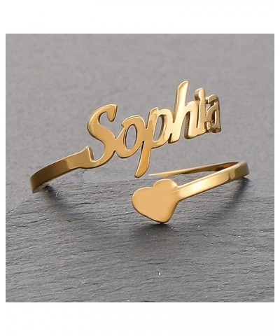 Custom name ring Personalized Engraved Heart Rings Adjustable collares For Girlfriend,Wife,Mom Gifts Statement Jewelry Gold $...