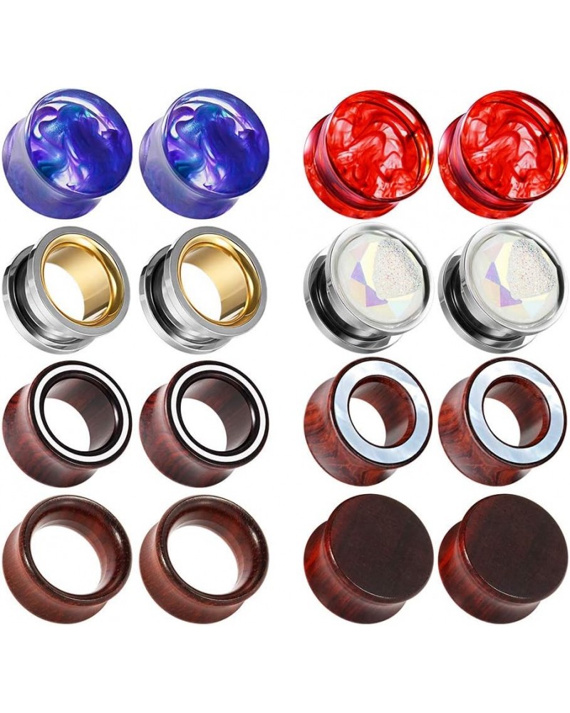 16PCS Set Mixed Acrylic Stainless Steel Wood Tunnels Plugs and Tunnels Ears Gauges Piercing Expander Stretchers Gift 0g-1" in...