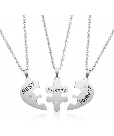 3pcs Best Friends Forever Necklace Best Friend Necklaces For 3 Girls Puzzle Heart Matching BFF Friendship Necklaces for Teen ...