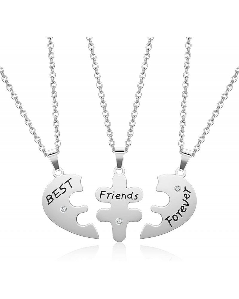 3pcs Best Friends Forever Necklace Best Friend Necklaces For 3 Girls Puzzle Heart Matching BFF Friendship Necklaces for Teen ...