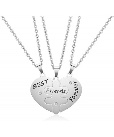 3pcs Best Friends Forever Necklace Best Friend Necklaces For 3 Girls Puzzle Heart Matching BFF Friendship Necklaces for Teen ...