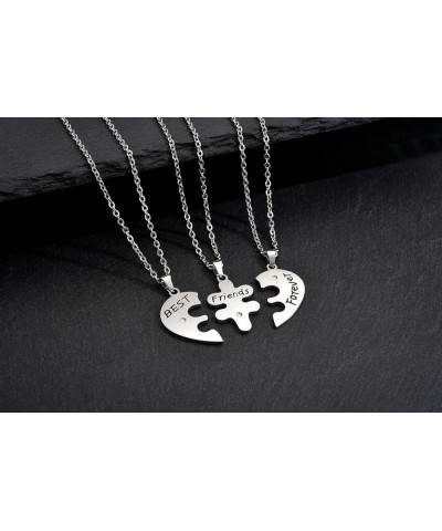 3pcs Best Friends Forever Necklace Best Friend Necklaces For 3 Girls Puzzle Heart Matching BFF Friendship Necklaces for Teen ...