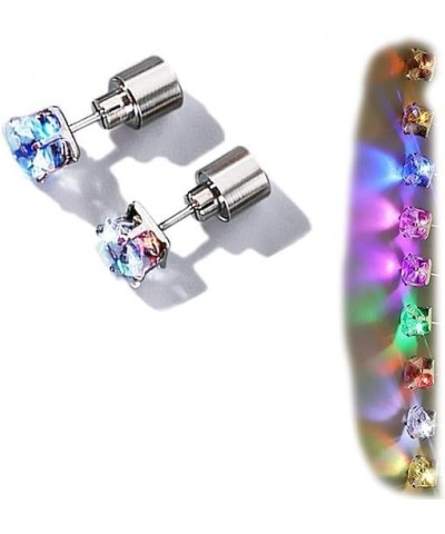 1 Pair Rainbow Changing Color LED Earrings Flashing Blinking Earrings, Light Up Diamond Crown Ear Drop Pendant Stud, Dance Pa...