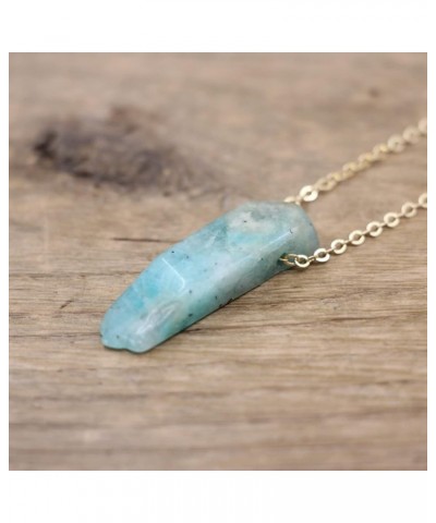 Gold Chains Raw Stone Slab Pendants Crystal Natural Quartzs Citrines Gems Necklace,Purple Jade Amazonite $9.59 Necklaces