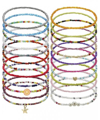 Beaded Anklets for Women Handmade Boho Elastic Beaded Ankle Bracelets Set Colorful Anklets for Teen Cute Anklets Style 2 $7.7...