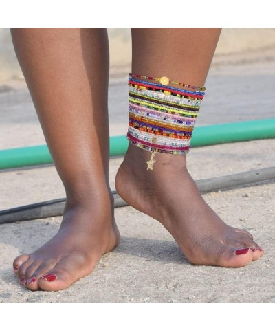 Beaded Anklets for Women Handmade Boho Elastic Beaded Ankle Bracelets Set Colorful Anklets for Teen Cute Anklets Style 2 $7.7...