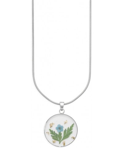 Pressed Birth Flower Necklace March Forget-Me-Not Sterling Silver $25.96 Necklaces