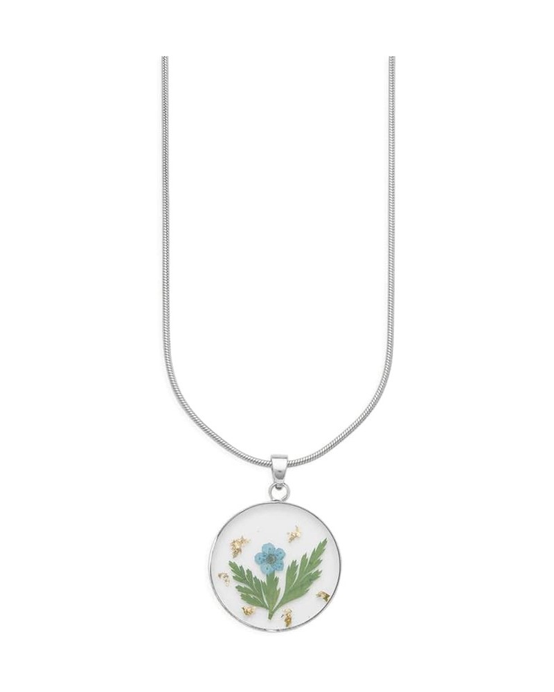 Pressed Birth Flower Necklace March Forget-Me-Not Sterling Silver $25.96 Necklaces