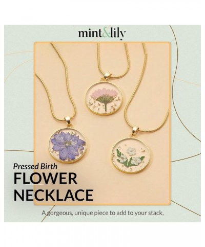 Pressed Birth Flower Necklace March Forget-Me-Not Sterling Silver $25.96 Necklaces