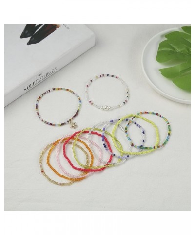 Beaded Anklets for Women Handmade Boho Elastic Beaded Ankle Bracelets Set Colorful Anklets for Teen Cute Anklets Style 2 $7.7...