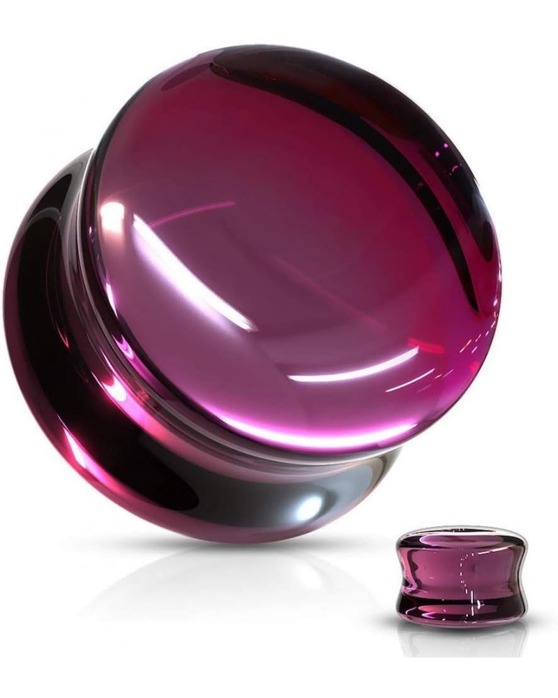 Double Flared Concave Saddle Glass Plugs 5/8" (16mm), Burgundy $10.82 Body Jewelry