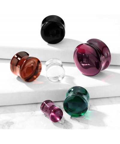 Double Flared Concave Saddle Glass Plugs 5/8" (16mm), Burgundy $10.82 Body Jewelry