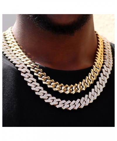 2pcs Cuban Link Chain for Men Women Iced Out Miami Cuban Necklaces Gold Silver 14mm Cuban Chain Necklace Sets Diamond Hip Hop...