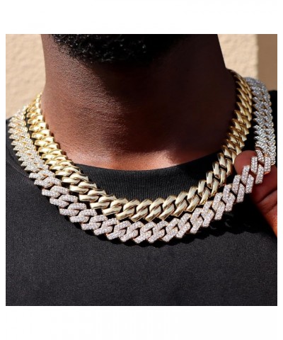 2pcs Cuban Link Chain for Men Women Iced Out Miami Cuban Necklaces Gold Silver 14mm Cuban Chain Necklace Sets Diamond Hip Hop...