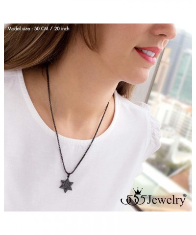 Stainless Steel Patterned Star of David Necklace for Men & Women, 16-24 Inch Box Chain Black 18 Inches $10.00 Necklaces