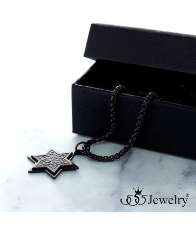 Stainless Steel Patterned Star of David Necklace for Men & Women, 16-24 Inch Box Chain Black 18 Inches $10.00 Necklaces