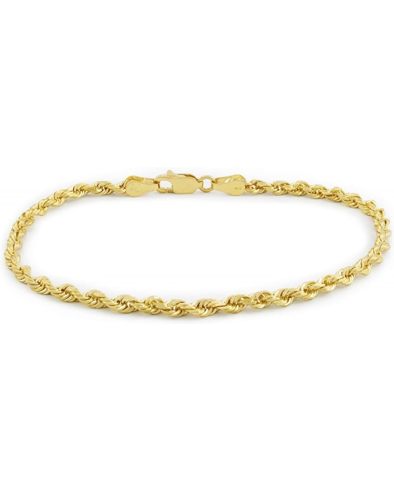 14k Yellow Gold 2.5mm Solid Rope Chain Diamond Cut Link Bracelet or Anklet, Mens Womens Jewelry 7" 7.5" 8" 8.5" 9 Yellow 7 $1...