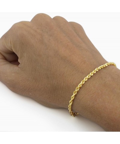 14k Yellow Gold 2.5mm Solid Rope Chain Diamond Cut Link Bracelet or Anklet, Mens Womens Jewelry 7" 7.5" 8" 8.5" 9 Yellow 7 $1...