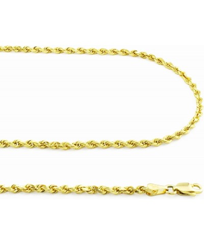 14k Yellow Gold 2.5mm Solid Rope Chain Diamond Cut Link Bracelet or Anklet, Mens Womens Jewelry 7" 7.5" 8" 8.5" 9 Yellow 7 $1...