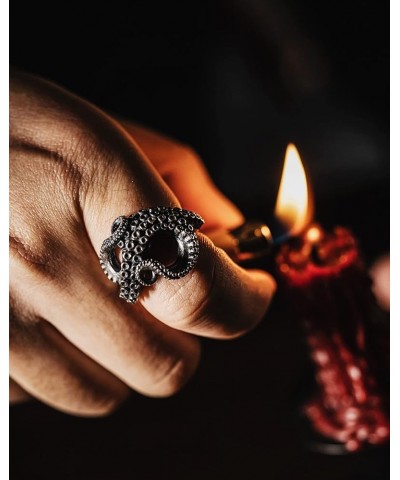 Octopus Ring Animal Gothic Octopus Tentacle Rings Stylish Sea Monster Punk Jewelry Gift for Men Women Oxidized Silver 7 $40.6...