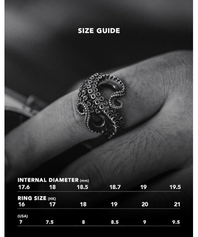 Octopus Ring Animal Gothic Octopus Tentacle Rings Stylish Sea Monster Punk Jewelry Gift for Men Women Oxidized Silver 7 $40.6...