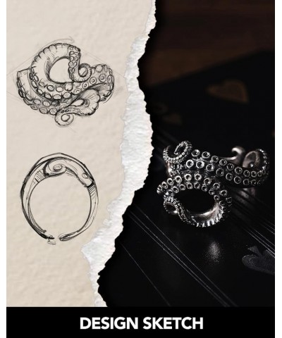 Octopus Ring Animal Gothic Octopus Tentacle Rings Stylish Sea Monster Punk Jewelry Gift for Men Women Oxidized Silver 7 $40.6...