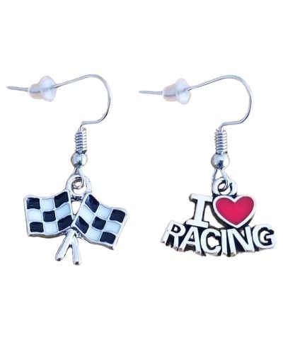 Racing Gift Race Earrings Racing Flag Checkered Flag Earrings Motorsports Auto Racing Car Drag Racing Jewelry Racetrack Racer...