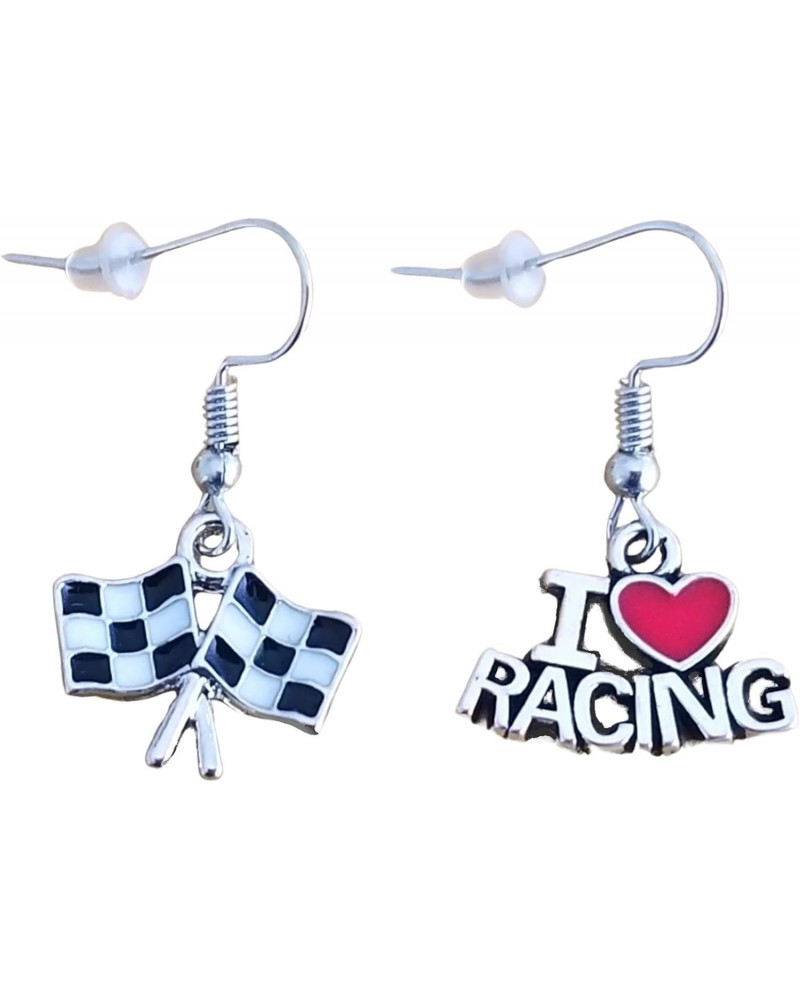 Racing Gift Race Earrings Racing Flag Checkered Flag Earrings Motorsports Auto Racing Car Drag Racing Jewelry Racetrack Racer...