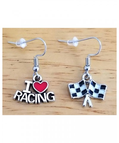 Racing Gift Race Earrings Racing Flag Checkered Flag Earrings Motorsports Auto Racing Car Drag Racing Jewelry Racetrack Racer...