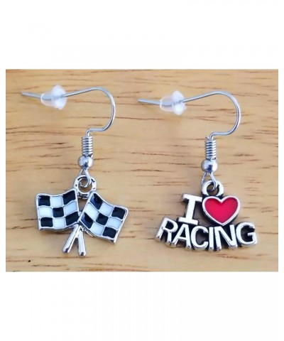 Racing Gift Race Earrings Racing Flag Checkered Flag Earrings Motorsports Auto Racing Car Drag Racing Jewelry Racetrack Racer...