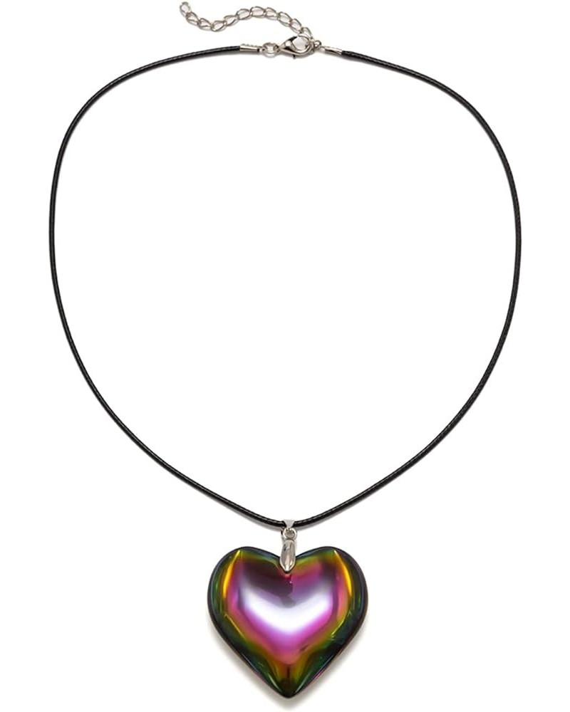 Big Heart Pendant Choker Necklaces - Chunky Glass Puffy Heart Choker Necklace for Women Y2K Grunge Jewelry Gifts for Teen Gir...