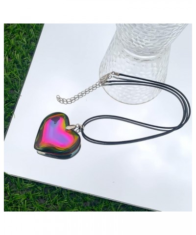 Big Heart Pendant Choker Necklaces - Chunky Glass Puffy Heart Choker Necklace for Women Y2K Grunge Jewelry Gifts for Teen Gir...